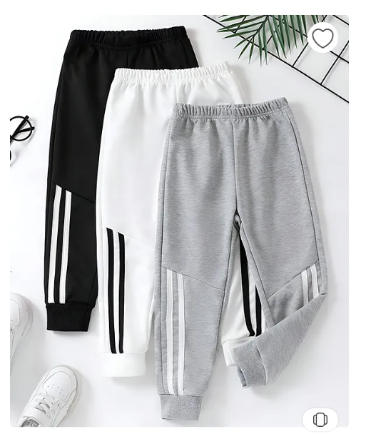 Googo Gaaga Cotton Knit Pack Of 3 Tape Detailed Joggers - Grey White & Black -12 - 13 Y